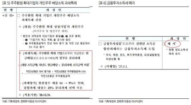 주주환원 확대기업의 개인주주 배당소득 과세특례